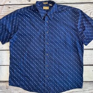 Natural Issue Blue Paisley Print Button Up Shirt XL